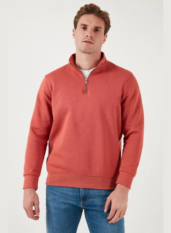 Buratti Buratti Cotton Regular Fit Half-Zip Stand-Up Collar Sweatshirt Men's SWEAT 59052592