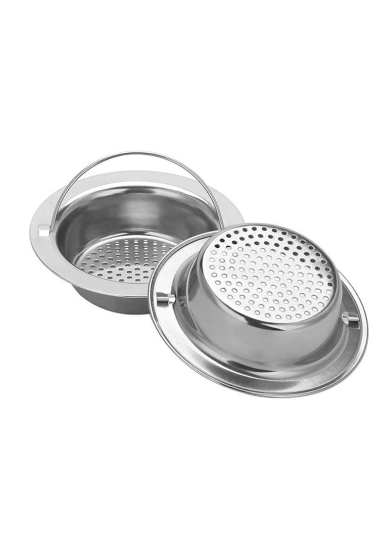 Large Stainless Steel Sink Strainer with Handle, Kitchen Drain Basket Filter Stopper, Food Clogging Waste Strainer, Mesh Sink Strainer for Kitchen and Bathroom, Sink Hole Size 85mm to 10mm - Image 1