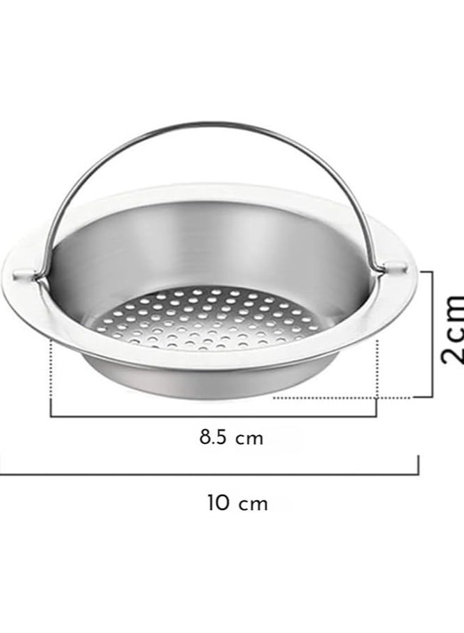 Large Stainless Steel Sink Strainer with Handle, Kitchen Drain Basket Filter Stopper, Food Clogging Waste Strainer, Mesh Sink Strainer for Kitchen and Bathroom, Sink Hole Size 85mm to 10mm - Image 2