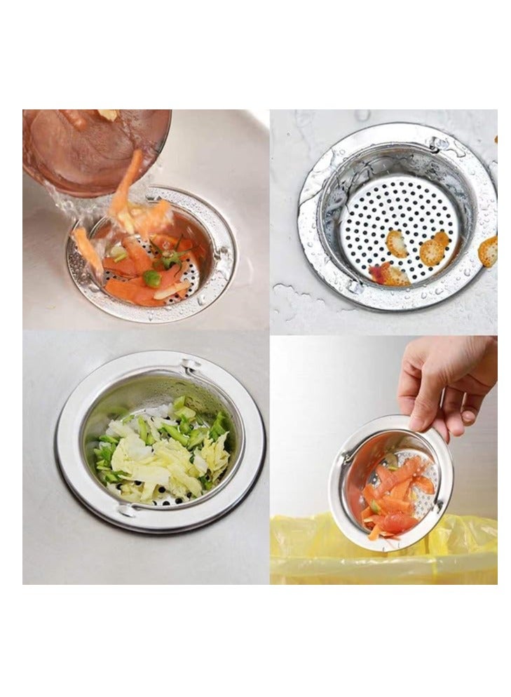 Large Stainless Steel Sink Strainer with Handle, Kitchen Drain Basket Filter Stopper, Food Clogging Waste Strainer, Mesh Sink Strainer for Kitchen and Bathroom, Sink Hole Size 85mm to 10mm - Image 5