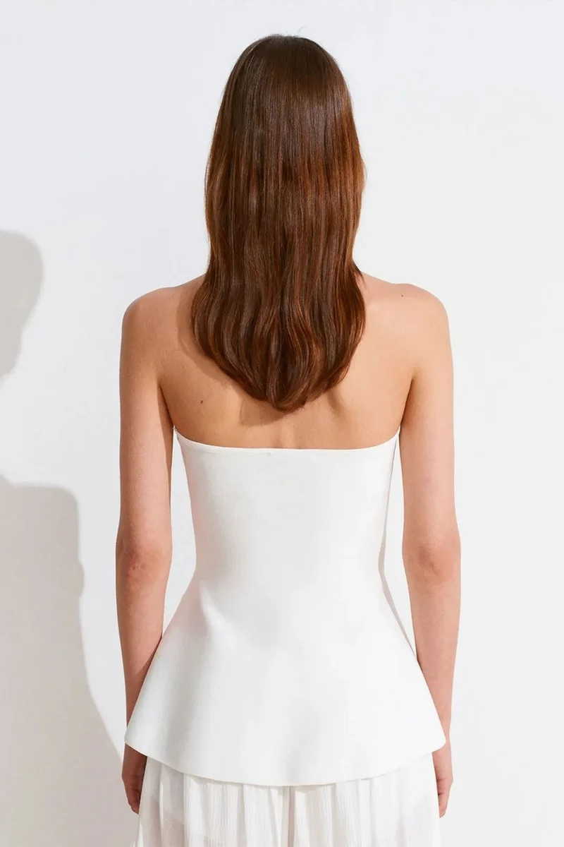 Dilvin White DILVIN Seamless Halter Peplum Blouse for Women | Best Price UAE