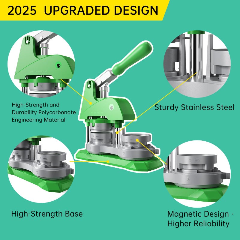 domybear Button Maker Machine 3 Sizes, DIY Pin Making Machine 1+1.25+2.25 inch, Interchangeable Button-Models Badge Button Press Machine with 300 Sets 25+32+58mm Button Maker Supplies&Circle Cutter - Image 4