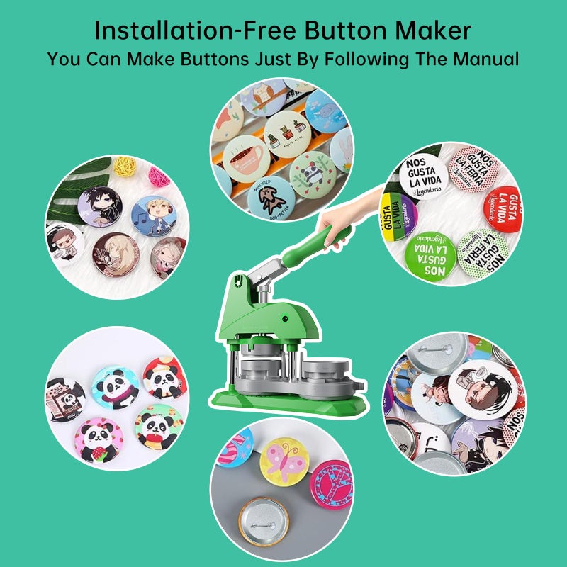 domybear Button Maker Machine 3 Sizes, DIY Pin Making Machine 1+1.25+2.25 inch, Interchangeable Button-Models Badge Button Press Machine with 300 Sets 25+32+58mm Button Maker Supplies&Circle Cutter - Image 5