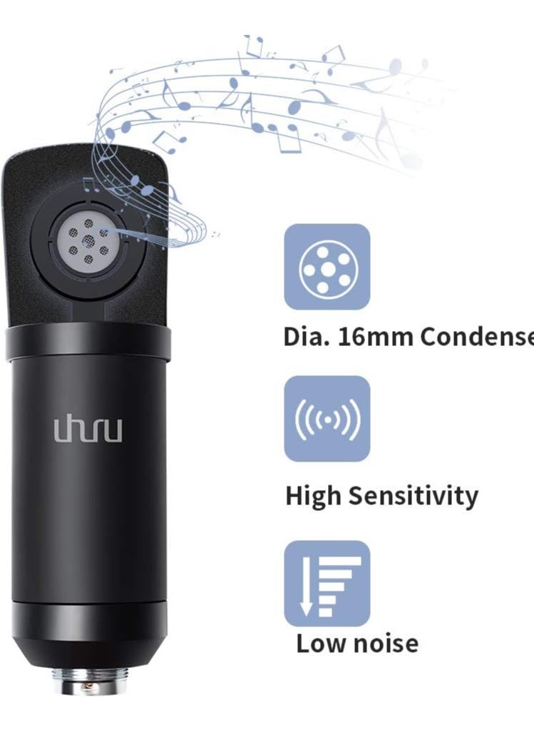 UHURU - XLR Condenser Microphone, UHURU XM-960 Professional Studio Cardioid Microphone with Tripod Stand for Streaming Recording YouTube Podcasting - Image 1