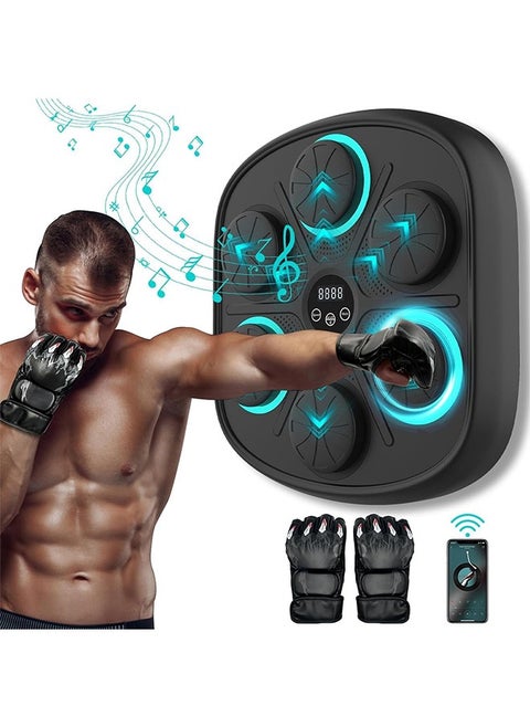 Wall Mounted Boxing Training Machine, Smart Music Boxing Machine With Boxing Gloves 6 Lights Bluetooth Sensor Target Boxing Pads Reaction Coordination Hand Aye Adult Boxing Machine Training