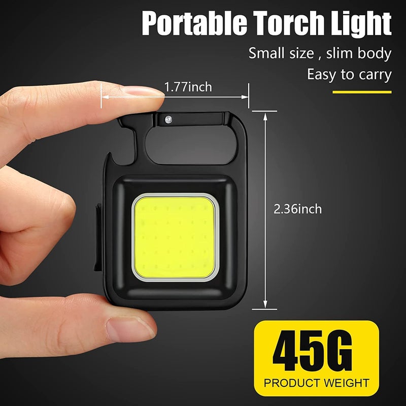 BM Ecom Traders Bm Ecom Keychain Led Light With Bottle Opener Magnetic Base And Folding Bracket Mini Cob 1000 Lumens Rechargeable Emergency Light Square With 4 Modes 500 Lumen - Image 2