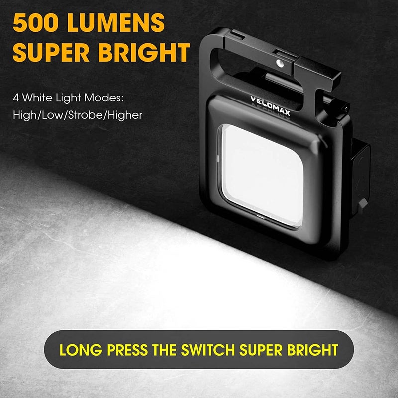 BM Ecom Traders Bm Ecom Keychain Led Light With Bottle Opener Magnetic Base And Folding Bracket Mini Cob 1000 Lumens Rechargeable Emergency Light Square With 4 Modes 500 Lumen - Image 3