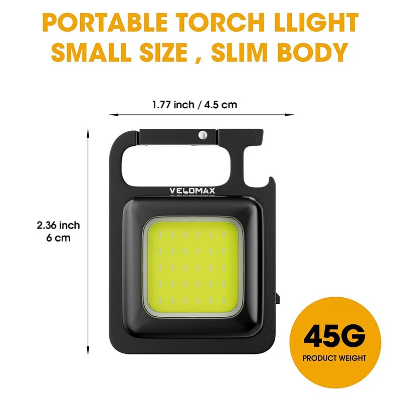 BM Ecom Traders Bm Ecom Keychain Led Light With Bottle Opener Magnetic Base And Folding Bracket Mini Cob 1000 Lumens Rechargeable Emergency Light Square With 4 Modes 500 Lumen - Image 5