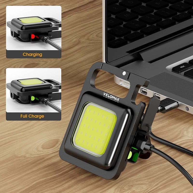 BM Ecom Traders Bm Ecom Keychain Led Light With Bottle Opener Magnetic Base And Folding Bracket Mini Cob 1000 Lumens Rechargeable Emergency Light Square With 4 Modes 500 Lumen - Image 4