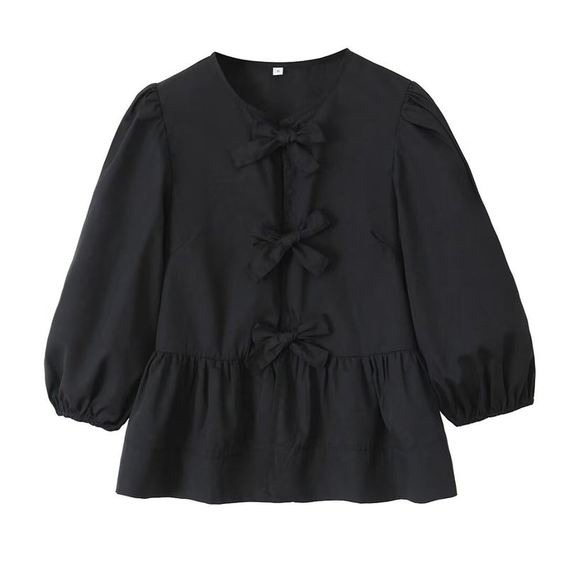 2024 cross-border Europe and the United States summer womens V-neck simple fresh loose versatile fashion long sleeve shirt women B15149 Pink - Image 4