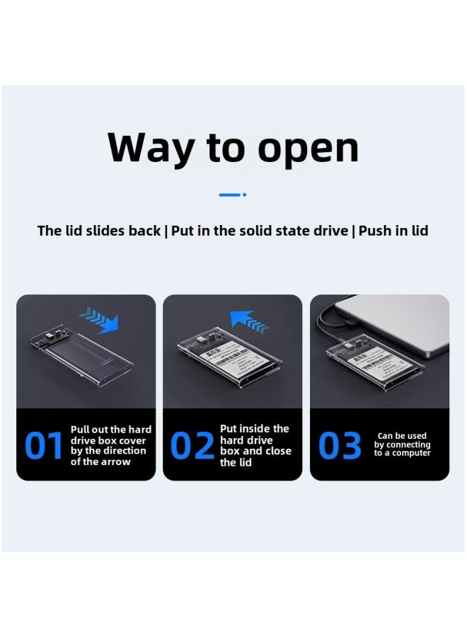 Mobile Hard Disk Box 2.5 Inch Usb3.0 Notebook Typec Mechanical Sata Solid State External Ssd Universal-Color:Usb3.0 Transparent Model  Without Hard Drive - Image 3