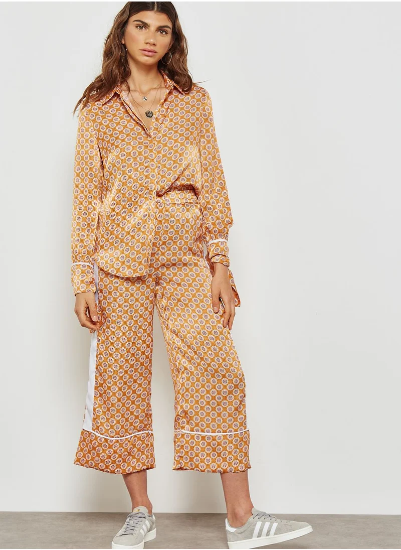 The Fifth Wide Leg Contrast Printed Pants
