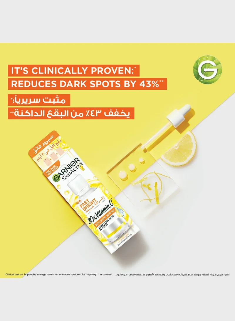 garnier SkinActive Fast Bright 30x Vitamin C Booster Serum, Anti Dark Spot - Twin Pack, 30ml x2, Savings 34%