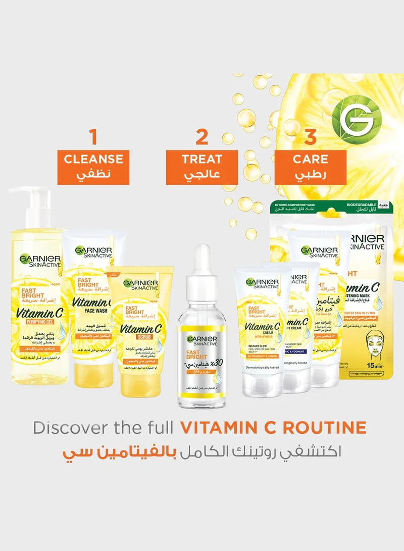 garnier SkinActive Fast Bright 30x Vitamin C Booster Serum, Anti Dark Spot - Twin Pack, 30ml x2, Savings 34%