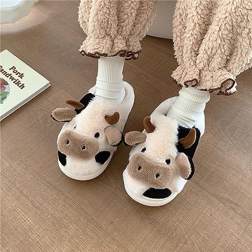 XIXITIAO Cute Fuzzy Slippers, Women/Men Kawaii Animal Cartoon Cotton Plush House Slippers, Cloud Bedroom Winter House Shoes for Indoor, Size 8 - Image 2