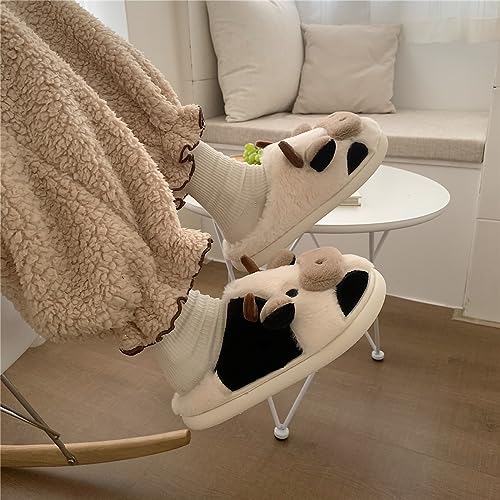 XIXITIAO Cute Fuzzy Slippers, Women/Men Kawaii Animal Cartoon Cotton Plush House Slippers, Cloud Bedroom Winter House Shoes for Indoor, Size 8 - Image 3