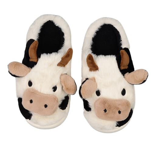 XIXITIAO Cute Fuzzy Slippers, Women/Men Kawaii Animal Cartoon Cotton Plush House Slippers, Cloud Bedroom Winter House Shoes for Indoor, Size 8 - Image 1