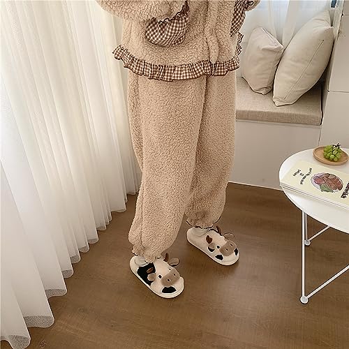 XIXITIAO Cute Fuzzy Slippers, Women/Men Kawaii Animal Cartoon Cotton Plush House Slippers, Cloud Bedroom Winter House Shoes for Indoor, Size 8 - Image 4