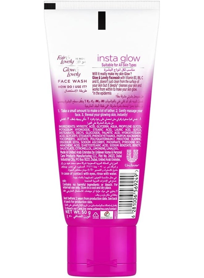 Fair & Lovely Glow & Lovely Instant Glow Face Wash with Multivitamins, 50ml - Image 2