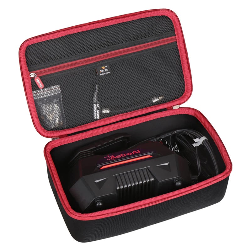 Aproca Tire Inflator Case Compatible with AstroAI Portable Air Compressor Tire Air Pump and AccessoriesBlack with Red zipper Case Only