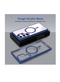 Case Magnetic Crystal Clear for Samsung Galaxy S22 Ultra Case Magsafe [Not Yellowing] [Military Protection] [No.1 Strong Magnets] Slim Phone Case Thin Cover - Blue