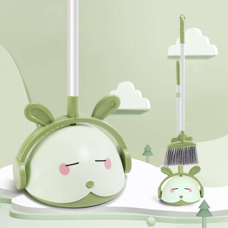 Midoneat Midoneat Kids Cleaning Toy Set, Mini Child Broom, Mop and Dustpan, Little Housekeeping Helper Set,Pretend Home Cleaning Play Set for Toddler Age 1-5,6pcs (Green)  - Image 4