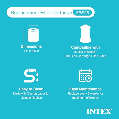 INTEX 29007E Type H Pool Filter Cartridge: For INTEX Filter Pumps – Easy-To-Clean – Dacron Paper – Efficient Filtration – 6 Pack - Image 4