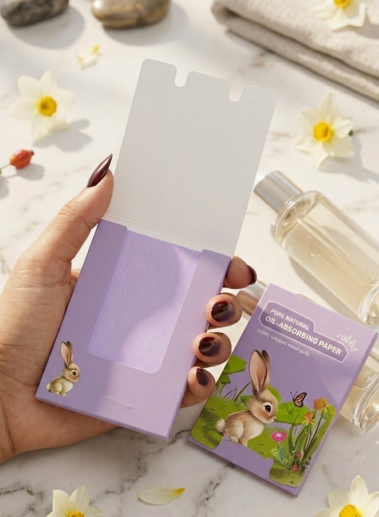 Bunny-shaped oil-absorbing wipes for the face - Instant removal of oil and shine - Lightweight and easy to use - (100 pieces inside the pack) - Image 1