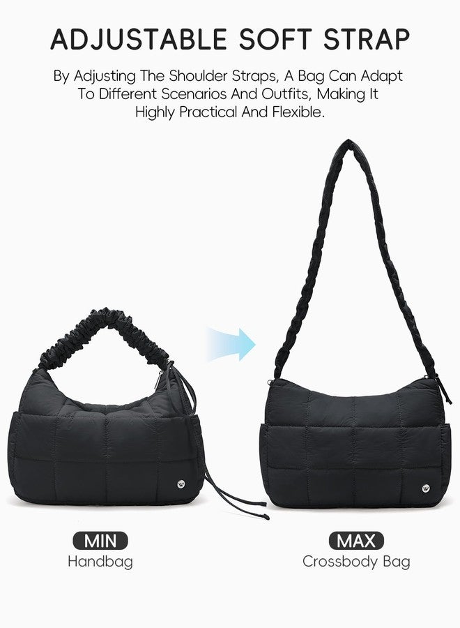 WESTBRONCO Puffer Crossbody Bags for Women Nylon Shoulder Bag Quilted Hobo Bag Puffy Shoulder Purse Women's Handbags with Adjustable Strap - Image 3
