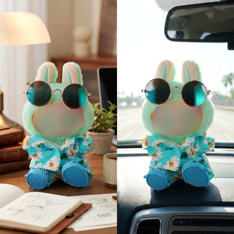 Beofinest Vacation Style Clothes for 17cm Doll, Accessories for 17cm Dolls, Fashion Casual Stylish 5 PCS Set Glasses Shoes Clothes Set (No Doll) (Blue) - Image 3