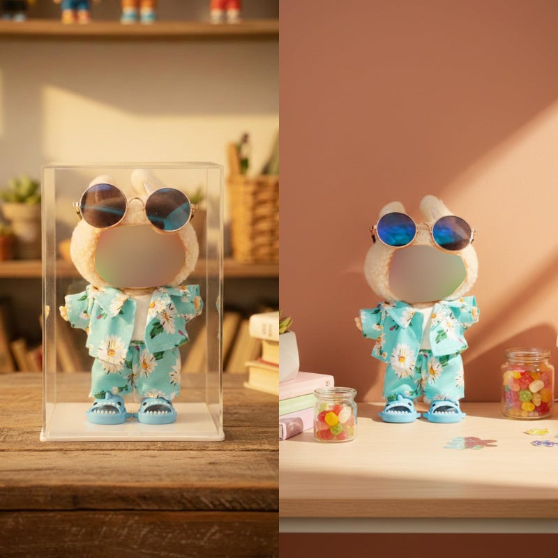 Beofinest Vacation Style Clothes for 17cm Doll, Accessories for 17cm Dolls, Fashion Casual Stylish 5 PCS Set Glasses Shoes Clothes Set (No Doll) (Blue) - Image 2