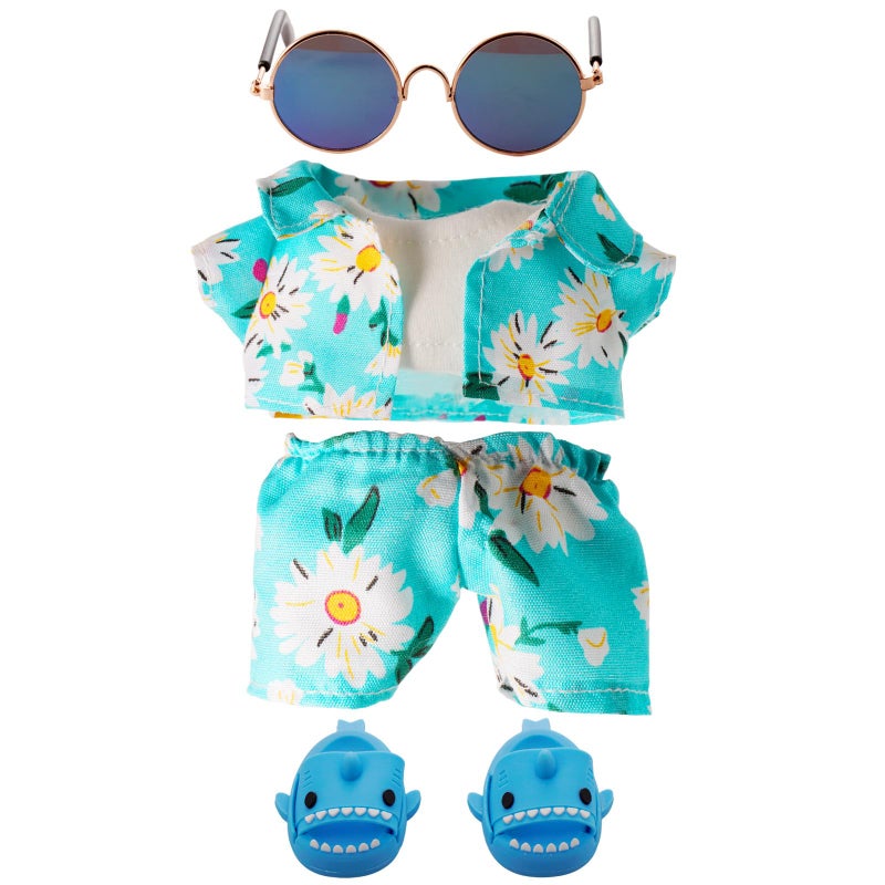 Beofinest Vacation Style Clothes for 17cm Doll, Accessories for 17cm Dolls, Fashion Casual Stylish 5 PCS Set Glasses Shoes Clothes Set (No Doll) (Blue) - Image 1