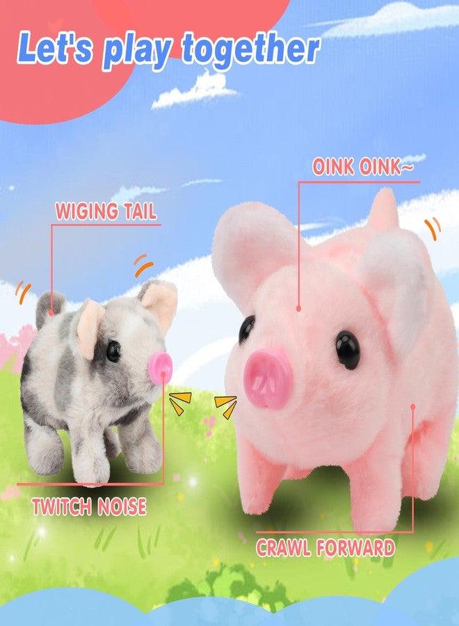 Hopearl Walking Spotted Pig Pet Piggy Interactive Crawling Piglet Electronic Plush Toy Pig Oink Twitch Nose Wag Tail Animated Gifts for Toddlers Birthday, 8'' - Image 5