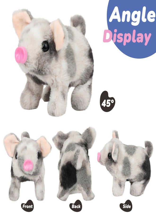 Hopearl Walking Spotted Pig Pet Piggy Interactive Crawling Piglet Electronic Plush Toy Pig Oink Twitch Nose Wag Tail Animated Gifts for Toddlers Birthday, 8'' - Image 2