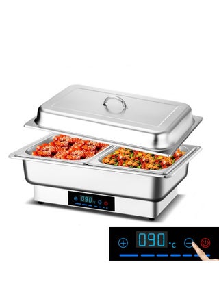 Electric Heating 8 QT Chafing Dish Set Adjustable 35°C~90°C, Stainless Steel  Buffet Servers and Warmers with Roll Top & Temperature Control Display, Catering Food Warmer for Parties - pzsku/ZF4307CA4264E507A03EFZ/45/_/1735626642/1aed6ec2-9277-4dff-883f-92730cc47c30