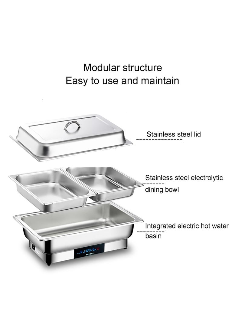 XiuWoo Electric Heating 8 QT Chafing Dish Set Adjustable 35°C~90°C, Stainless Steel  Buffet Servers and Warmers with Roll Top & Temperature Control Display, Catering Food Warmer for Parties  - Image 2