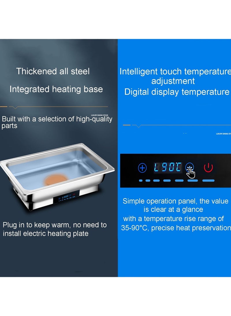XiuWoo Electric Heating 8 QT Chafing Dish Set Adjustable 35°C~90°C, Stainless Steel  Buffet Servers and Warmers with Roll Top & Temperature Control Display, Catering Food Warmer for Parties  - Image 4