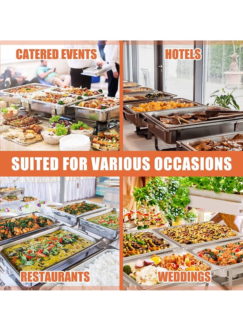 Electric Heating 8 QT Chafing Dish Set Adjustable 35°C~90°C, Stainless Steel  Buffet Servers and Warmers with Roll Top & Temperature Control Display, Catering Food Warmer for Parties