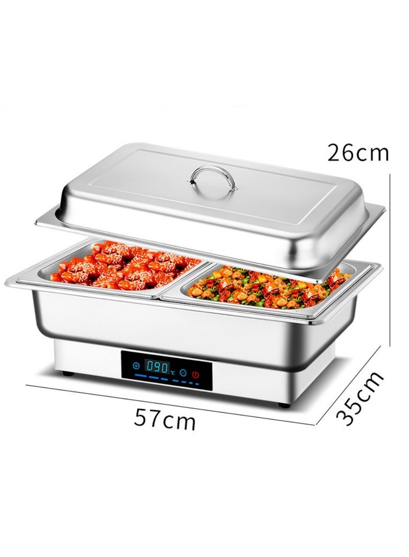 Electric Heating 8 QT Chafing Dish Set Adjustable 35°C~90°C, Stainless Steel  Buffet Servers and Warmers with Roll Top & Temperature Control Display, Catering Food Warmer for Parties
