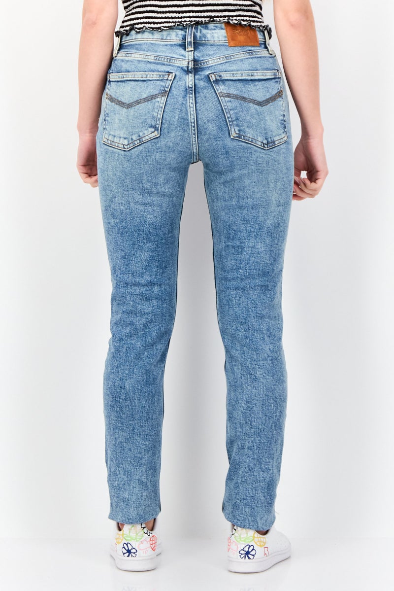 ESPRIT Women Slim Fit Washed Stretchable Denim Jeans, Blue - Image 4
