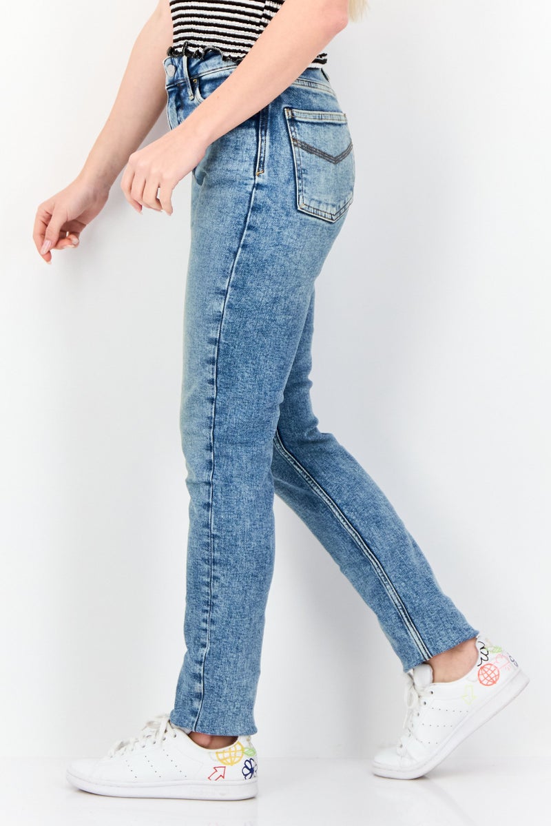 ESPRIT Women Slim Fit Washed Stretchable Denim Jeans, Blue - Image 3