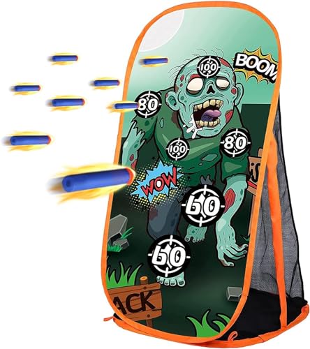 RONSTONE Shooting Practice Target Compatible with Nerf Gun for Boys Girls Toy Foam Blaster Shooting Targets for Kids Indoor Outdoor Zombie Shooting Target with Storage Net - Image 1