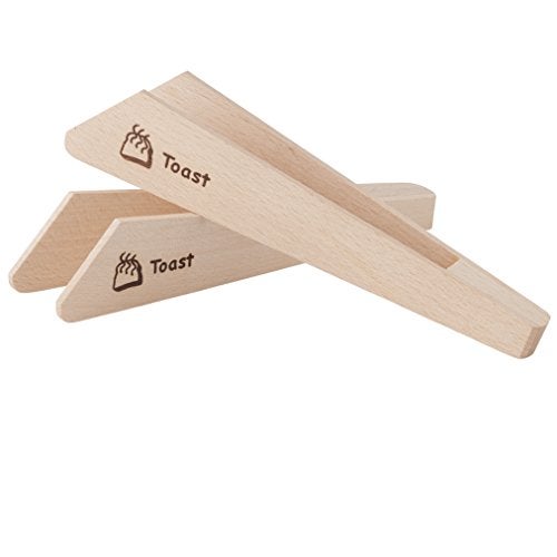 Redecker Untreated Beechwood Toast Tongs, Set of 2, Non-Conductive Natural Material, Safely Retrieve and Serve Toast, 7 inches, Made in Slovenia - Image 1