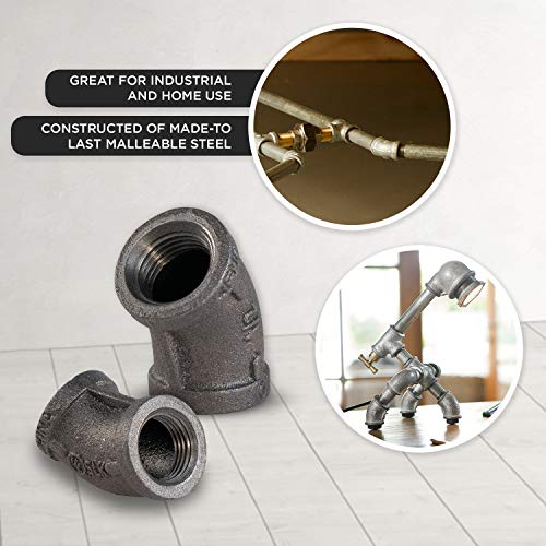 SUPPLYGIANT Supply Giant CNGG0034 3/4 in. 45 Degree Malleable Iron Elbow Fitting for High Pressures with Female Thread Connects and Black Finish - Image 5