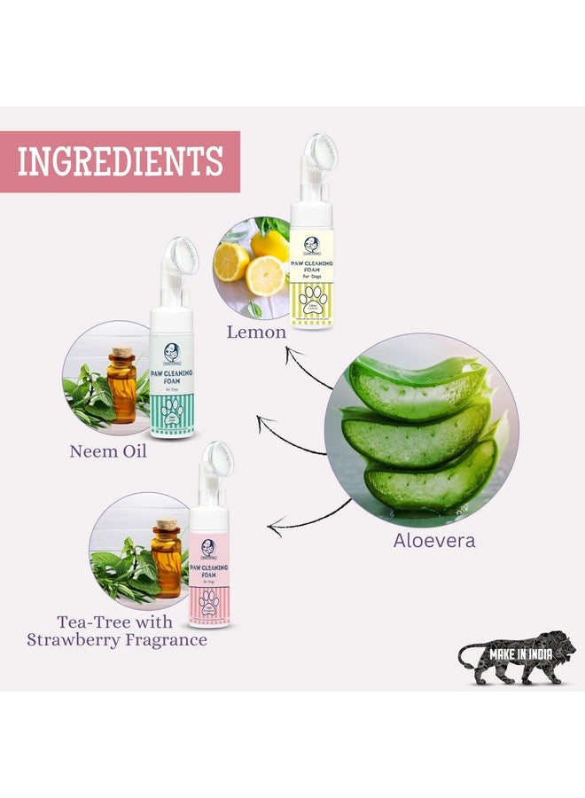 رغوة تنظيف مخالب الكلاب مع فرشاة سيليكون - (ليمون + نيم + فراولة، 150 مل) | منظف مخالب لتنظيف أقدام الحيوانات الأليفة/مخالبها/مخالبها | معززة بخلاصة الليمون والصبار - Image 3