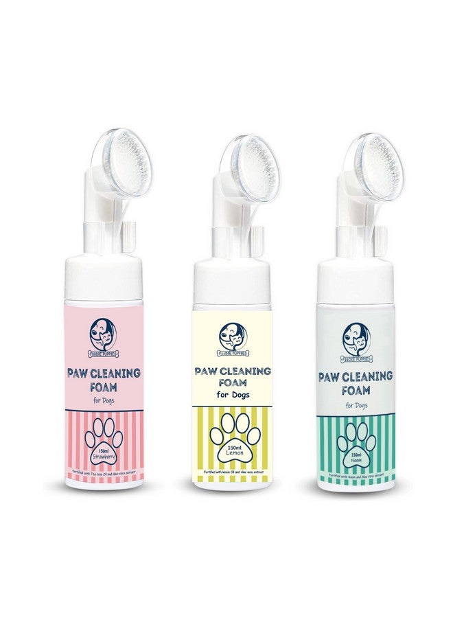 رغوة تنظيف مخالب الكلاب مع فرشاة سيليكون - (ليمون + نيم + فراولة، 150 مل) | منظف مخالب لتنظيف أقدام الحيوانات الأليفة/مخالبها/مخالبها | معززة بخلاصة الليمون والصبار - Image 1