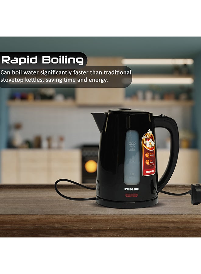 NIKAI 1.7 Liter Cordless Kettle 1850-2200 Watts, Auto Shutoff, Boil Dry Protection, Water Gauge, Light Indicator, 360 Degree Rotation Base 1.7 L 2200 W NK220AX Black - Image 3
