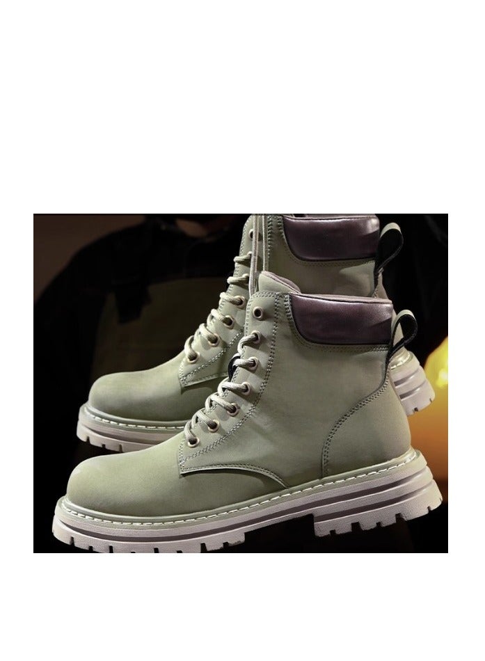 Workwear Retro Martin Boots Autumn Thick Sole Height Increasing Outdoor Hiking Leather High Top Boots - Image 2