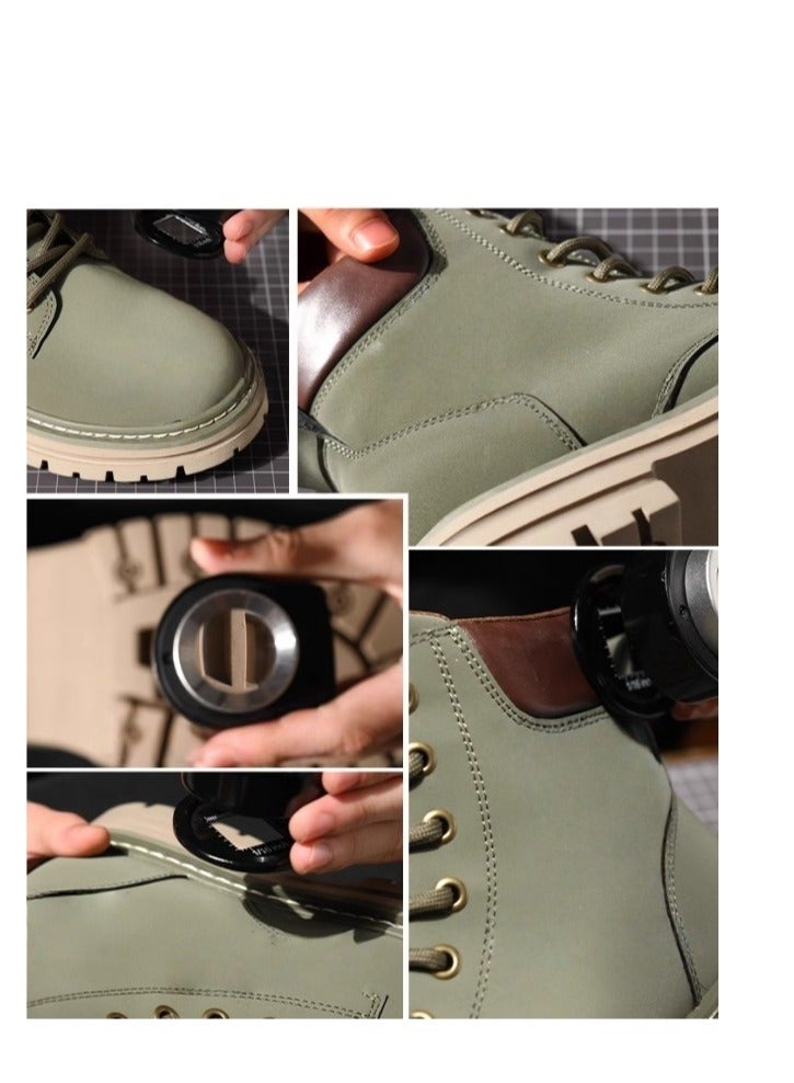 Workwear Retro Martin Boots Autumn Thick Sole Height Increasing Outdoor Hiking Leather High Top Boots - Image 3
