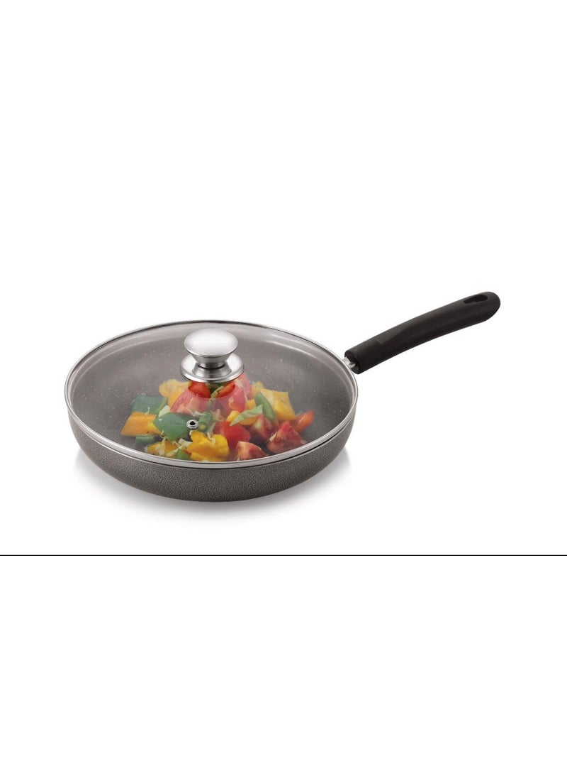 Champion Champion Fry Pan with Glass Lid, Non-Stick Granite Coating,(24 cm)  - Image 1